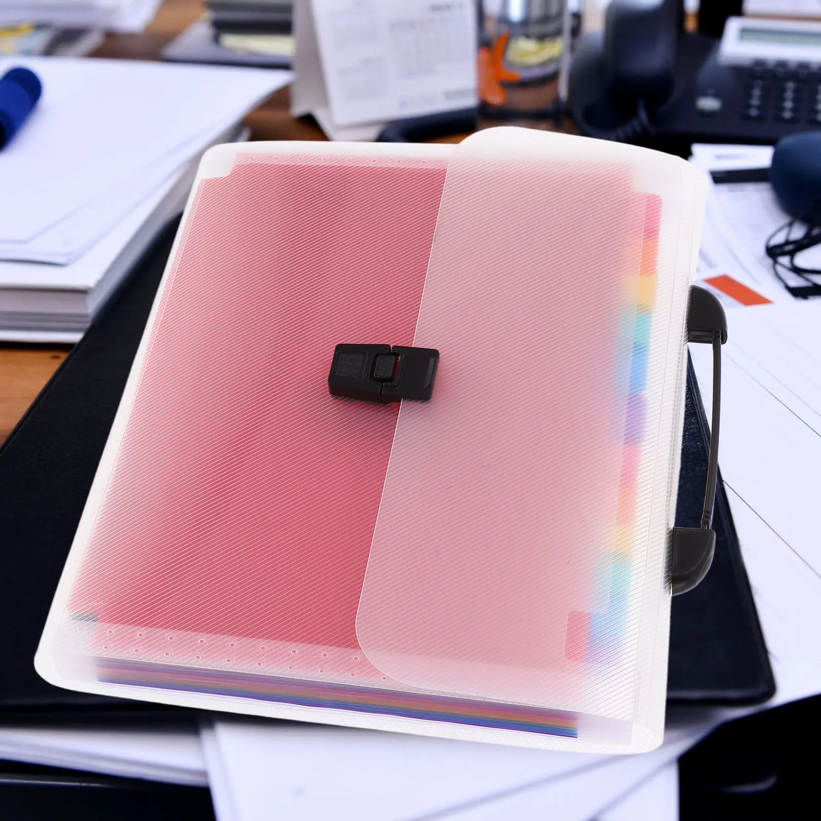 

Expanding Document Folder Organizer PVC Lightweight Portable Multi-Pocket File Folder for Receipts Bills Papers Office Desktop