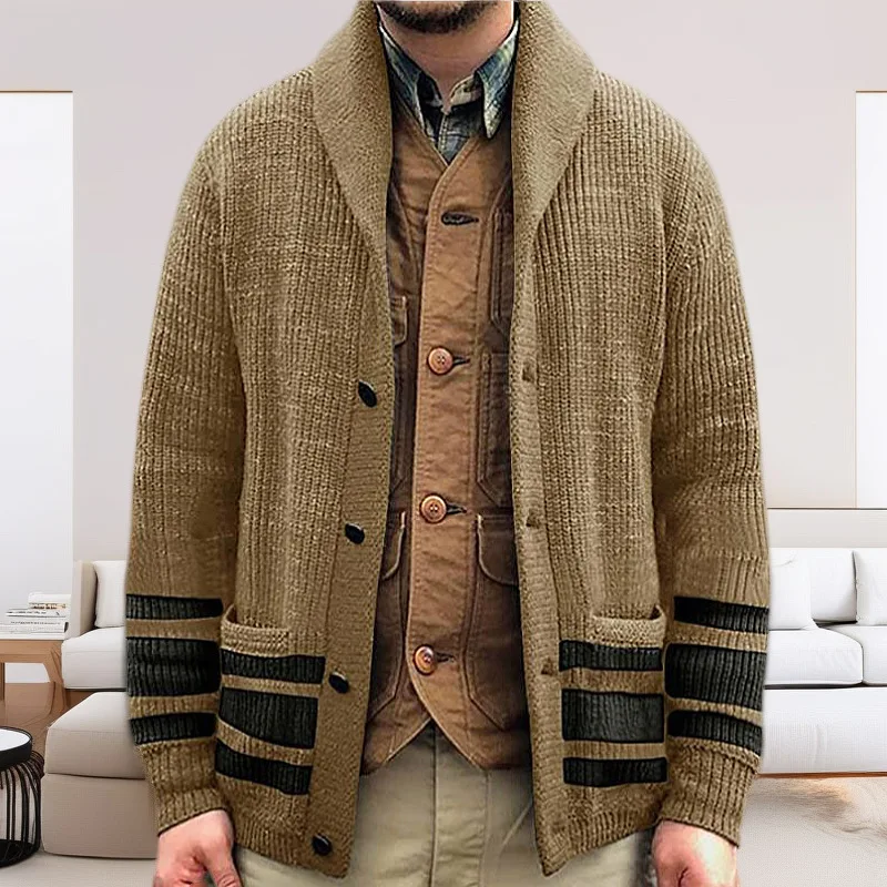 

New Men's Thiened Open Cardigan Knitted Sweater Long Sve Collared Coat SY09 Winter Warm Faionable Inner Wear