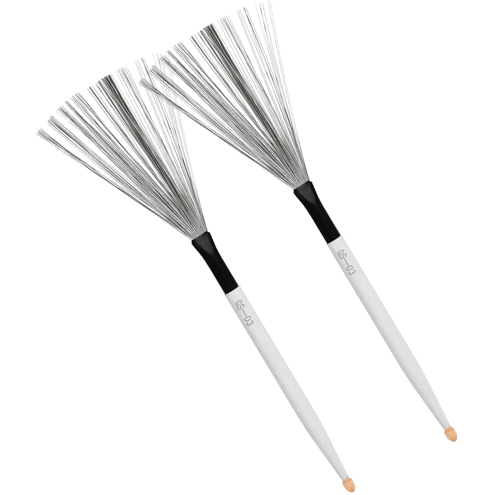 

1 Pair Durable Wooden Handle Carbon Steel Wire Brush For Jazz Drums Non-Slip Easy Carry Percussion Brush Drum Set Accessory