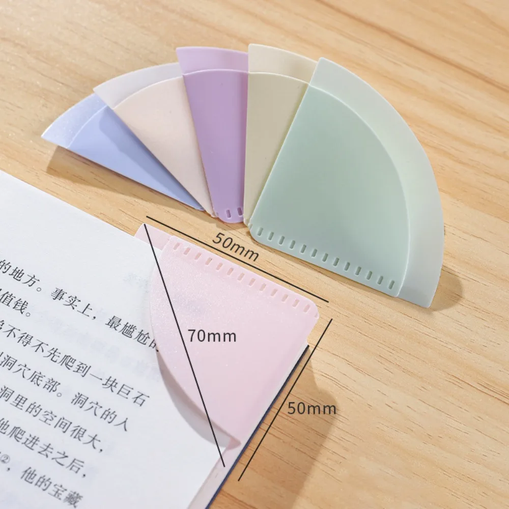 6pcs Durable PP Bookmarks Fan-Shaped Anti-Curl Page Corner Protector Multi-Function Book Page Clips School Office
