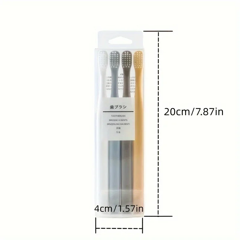 4pcs/box Macaron Japanese Toothbrush - Soft Bristle, Adult Small-headed, Disposable Household Manual Toothbrush