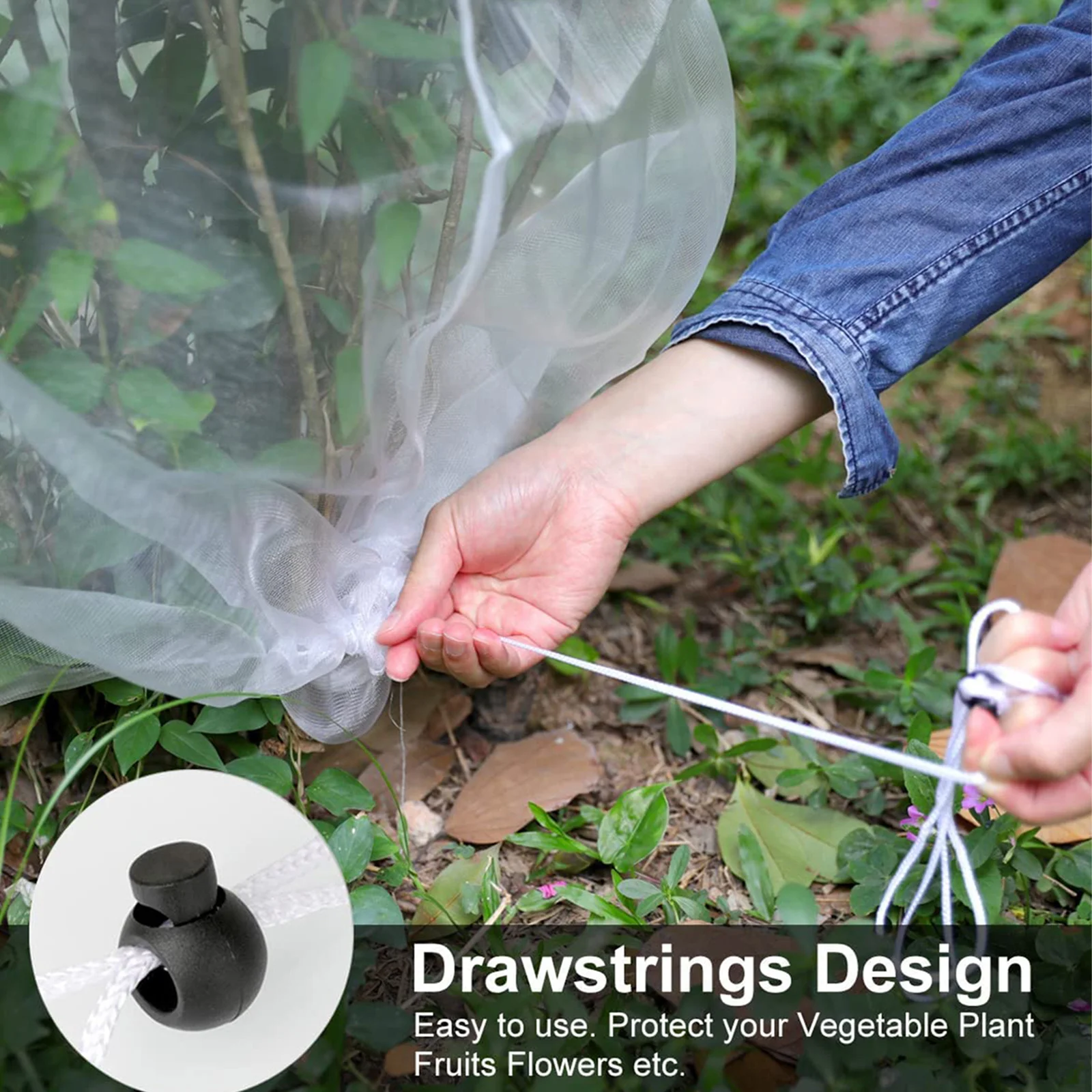 

2pcs Fruit Protection Bag Lightweight Mesh Drawstring Closure Plant Cover For Garden Plants Insect-Proof Mesh Bag