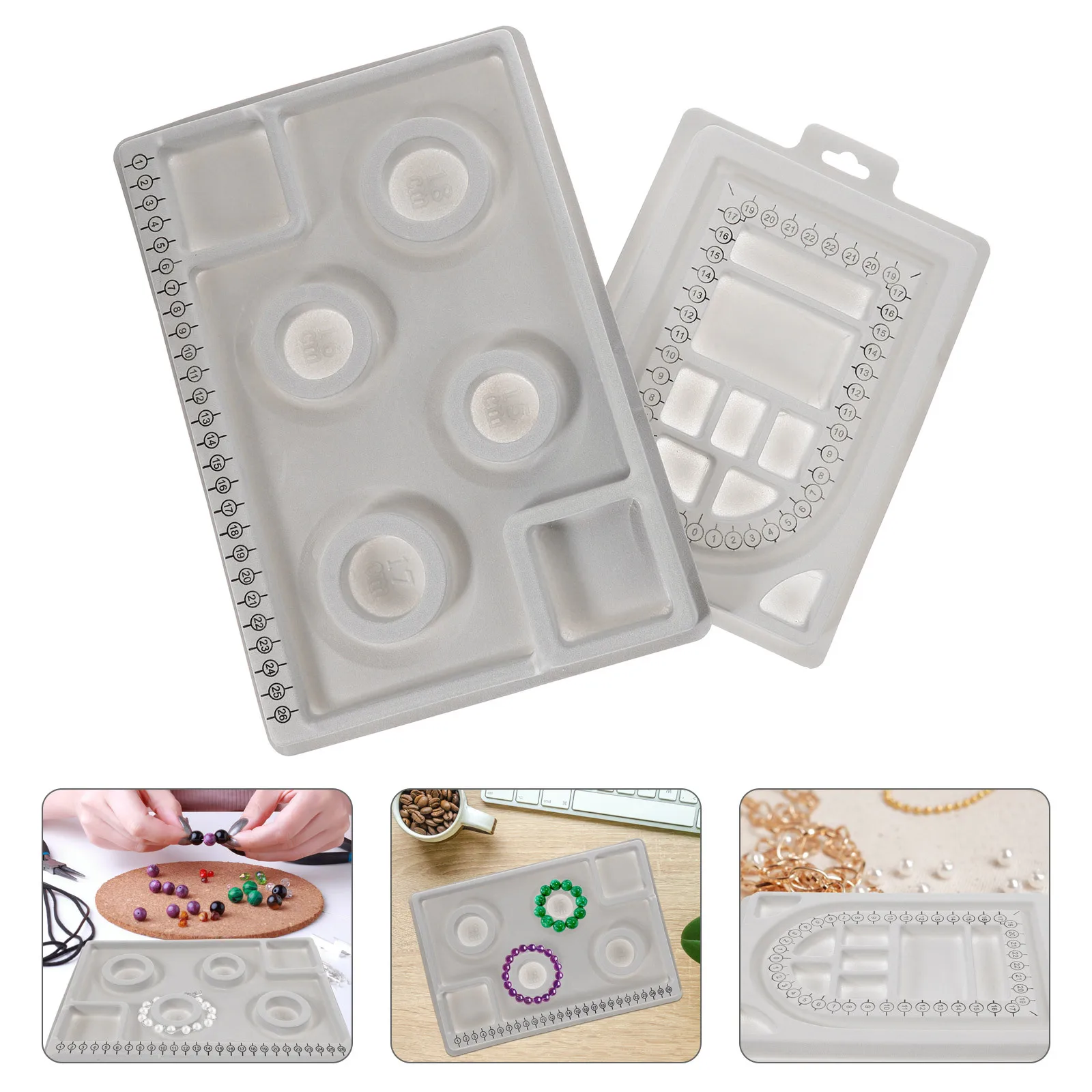 2pcs Jewelry Beading Board Tray Groove Design For Sorting Stringing Beads Diy Bracelet Necklace Making Craft Tool