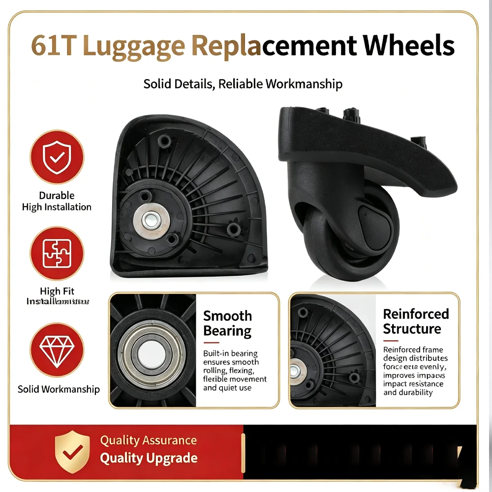 360° Smooth Swivel Luggage Casters - Wearproof Easy Install Universal For Travel Suitcases Universal Replacement For Bags