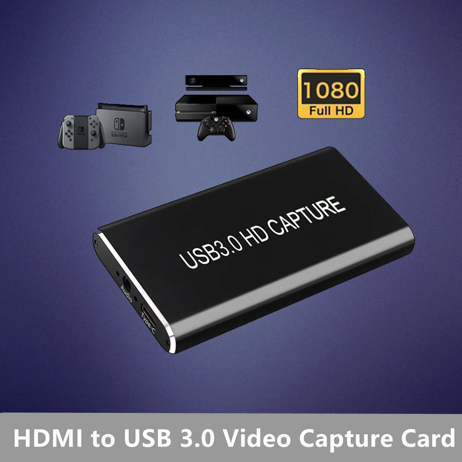 

Устройство захвата видеокарты USB с HDMI на Type-C/USB 3,0, 1080P, 60 кадров/с