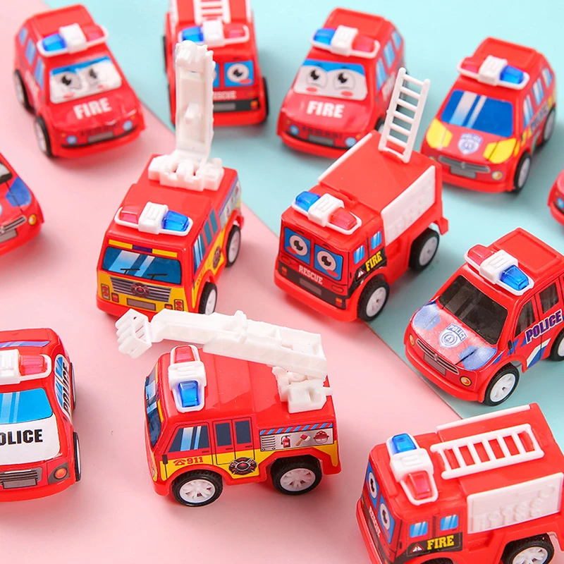 10Pcs Mini Fire Rescue Truck Vehicle Pull Back Cars Toys for Kids Birthday Party Favors Children\'s Gifts Prizes Goodie Fillers