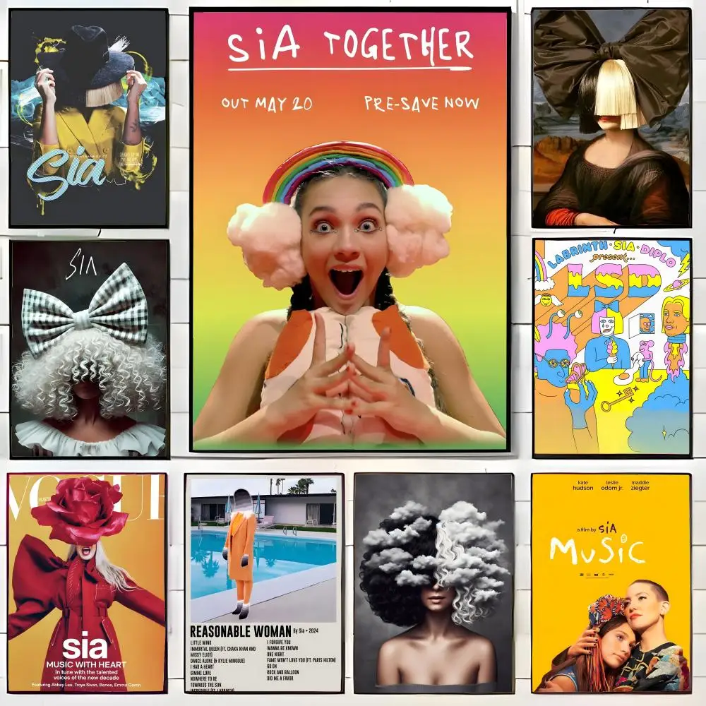 Pôster de arte de parede com personalidade de cantora Sia, pôster decorativo, decoração de casa, presente sem moldura
