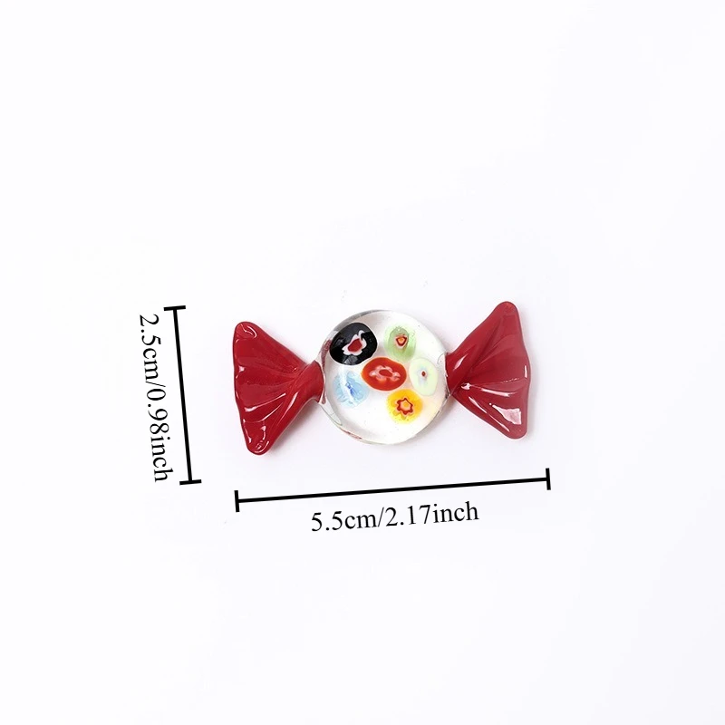 Creative Handmade Red Candy Glass Figurine Office Desk Home Indoor Decoration Craft DIY Dollhouse Landscape Ornament Unique Gift
