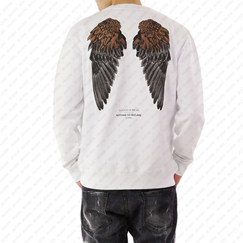 

Unisex Hoodies Casual Fashion Retro Long Sleeves T-shirts Brand Wings Printed Retro Streetwear Loose Hip-hop Loco Trend Men Tops