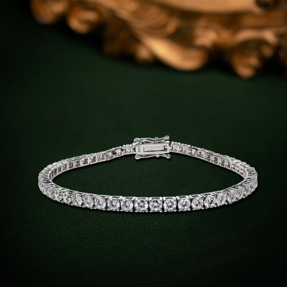 

925 Sterling Silver White AAAAA Zircon Tennis Bracelet Women's Bracelets Party Gift Fashion Fine Jewellery