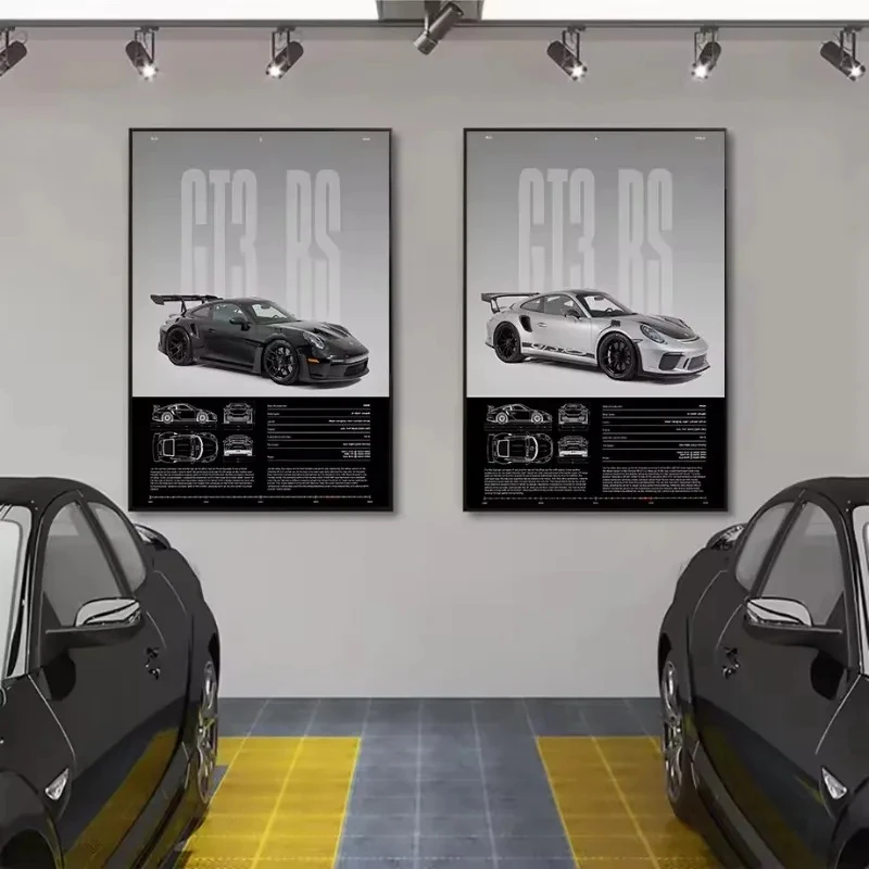 Fashion Famous German Sports Car RS-S GT3 Supercar Collection Canvas Poster Printed Wall Art Pictures Home Office Decor