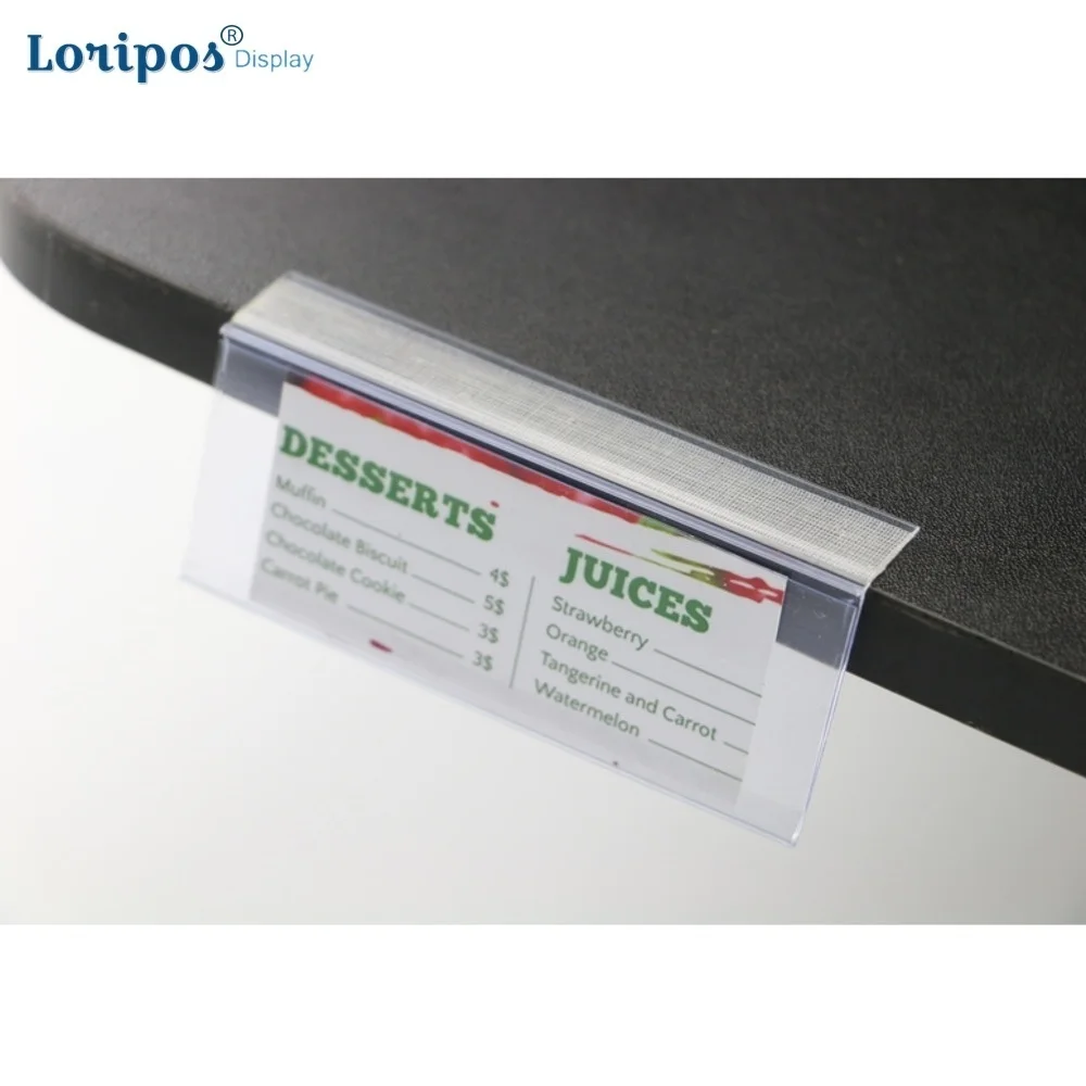 Plastic Price Tag Sign Label Display Shelf Adhesive Ticket Holder Transparent Pvc For Supermarket Shelf