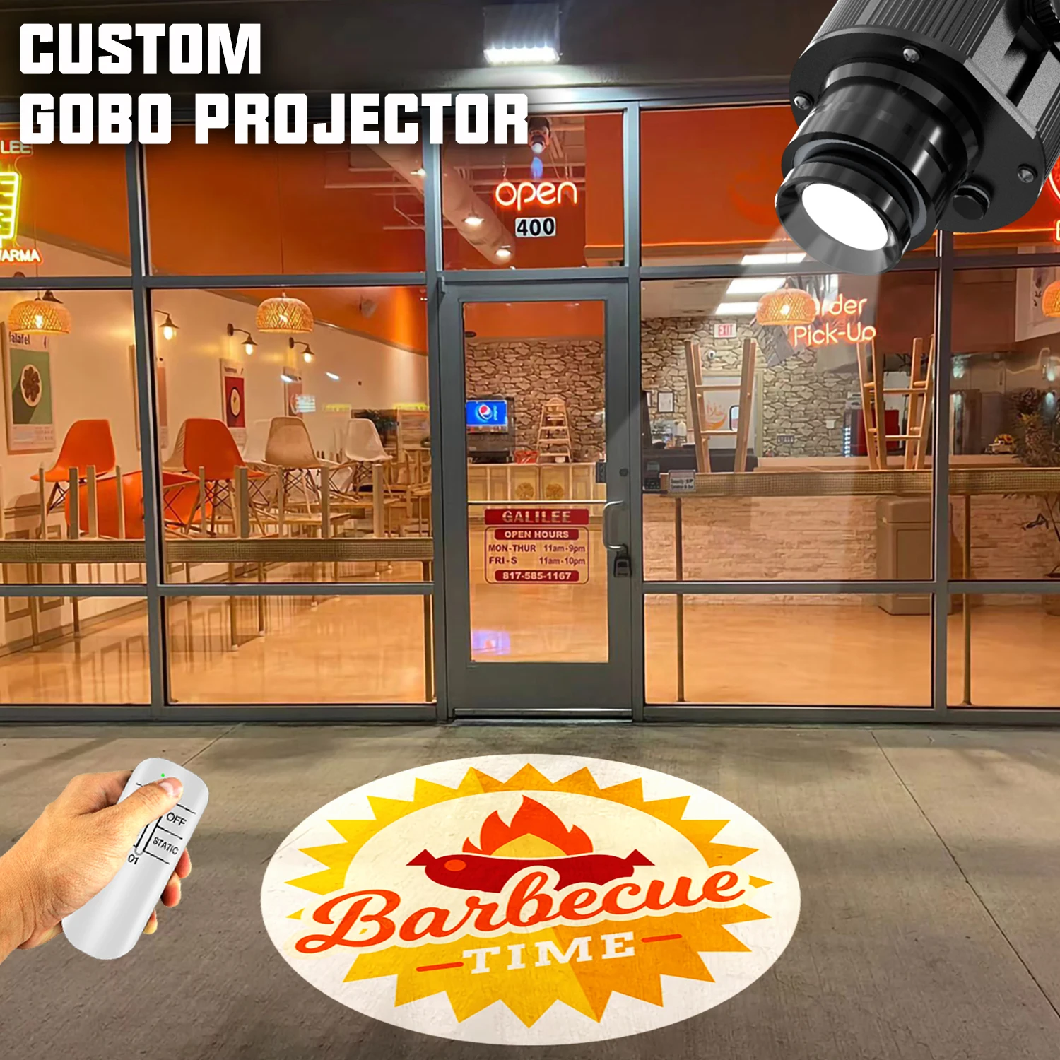 Custom  Led HD Indoor Door Head Outdoor ip67 Waterproof Rotating Advertising Image Projection Lamp Gobo Logo Projector