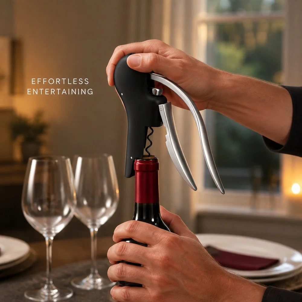 Swan Shape Lever Wine Opener Zinc Alloy Corkscrew Quick Cork Remover for Home Bar Kitchen Restaurant Gift Black Red