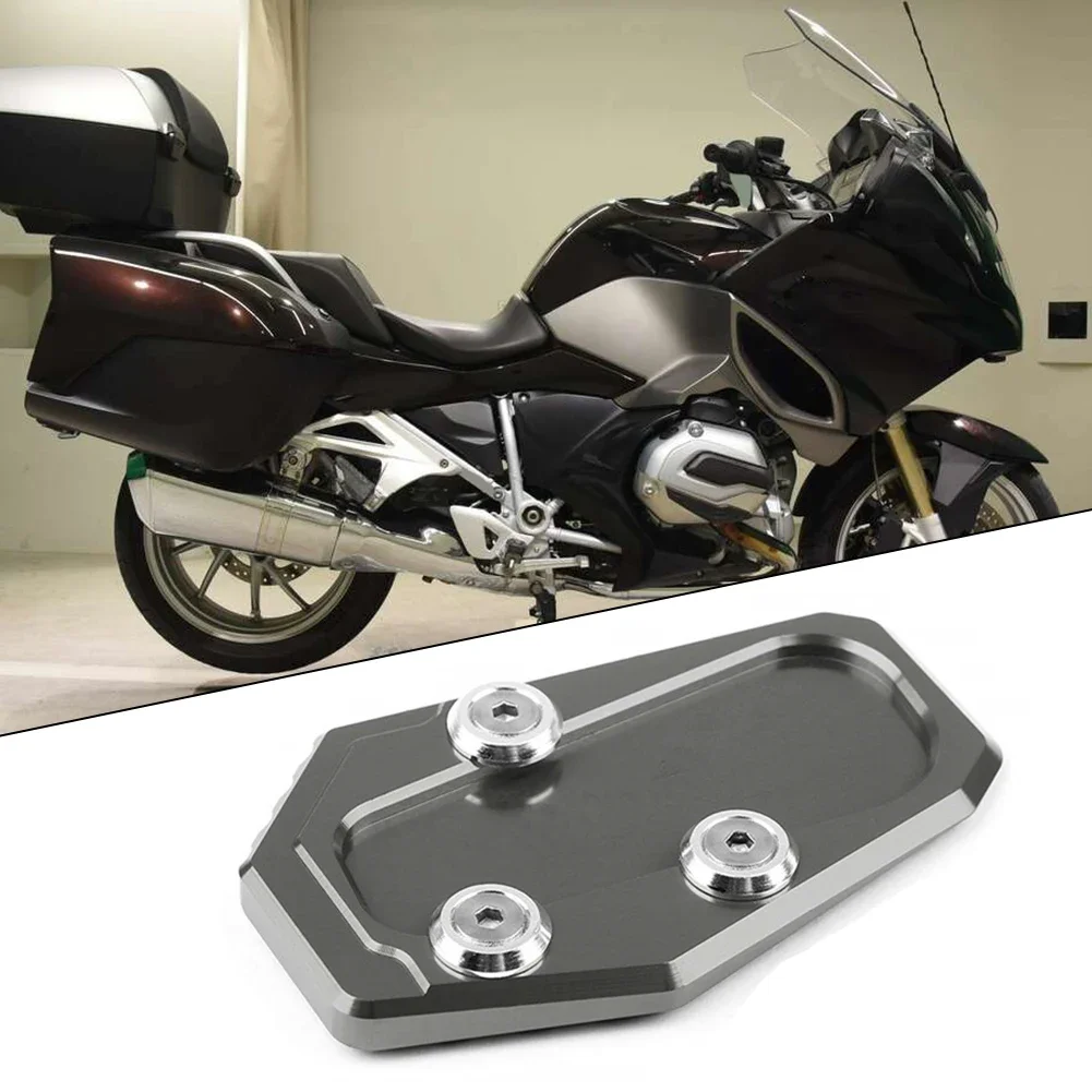 

1x Side Stand Enhanced Grip Side Stand Kickstand Support Plate Foot Pad for BMW R1200RT 2014 2015 Titanium Finish