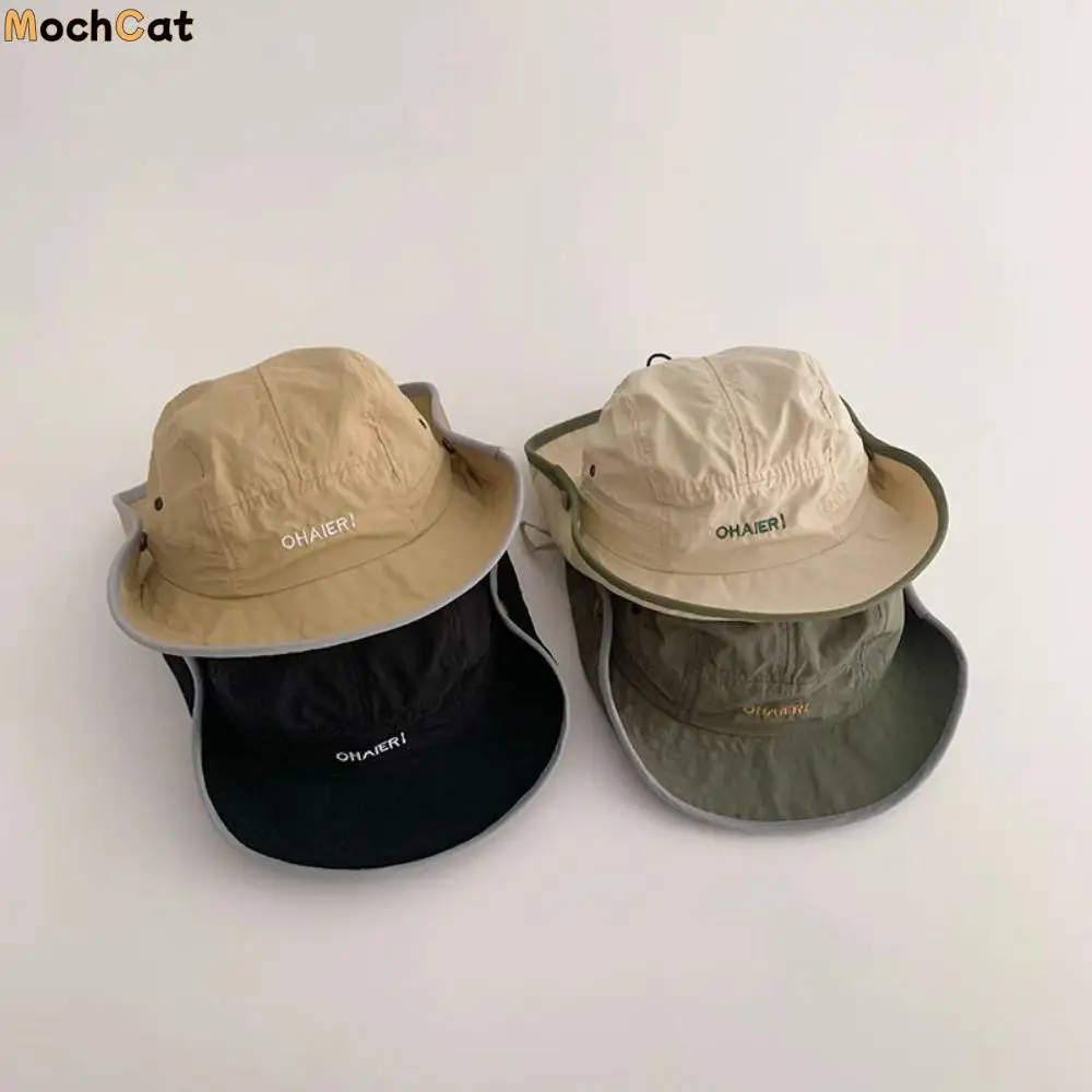 

Cute Summer Baby Bucket Hat Quick-dry UV Protection Children Sunhat Korean Letter Outdoor Fisherman Hat 2-8 Years