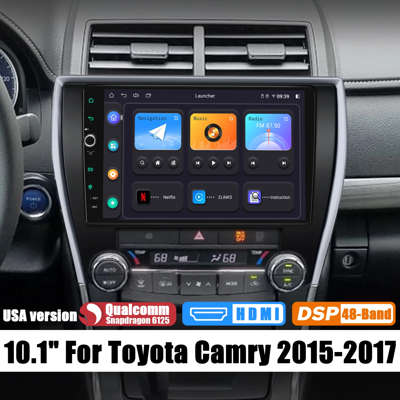 JOYFORWA Carplay Auto Android 12.0 Car Stereo Radio GPS Navigation For Toyota Camry 2015-2017 With 10.1 Ultra-Thin Screen