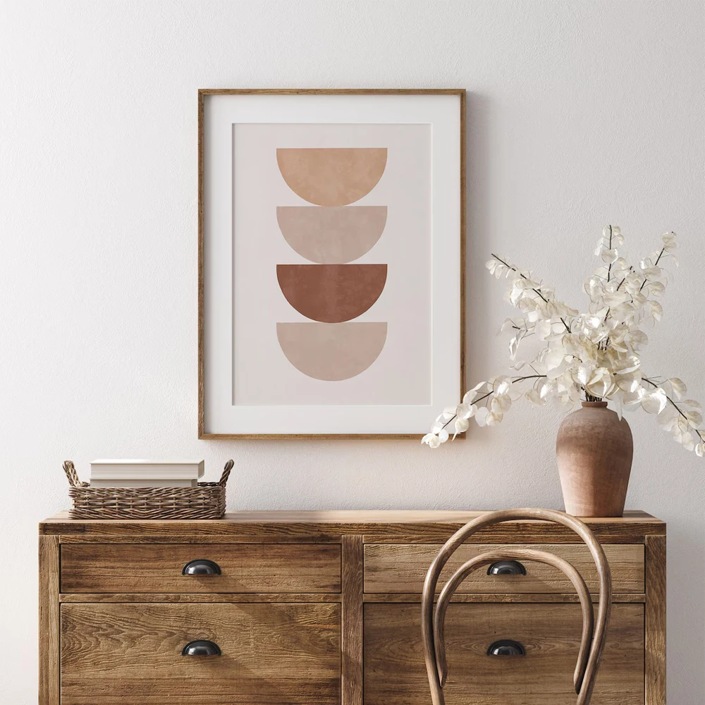 1 قطعة/3 قطعة فرملس البوهيمي مجردة هندسية يطبع الملصقات قماش اللوحة الحديثة البيج الحد الأدنى النبات جدار ديكور فني للمنزل #6