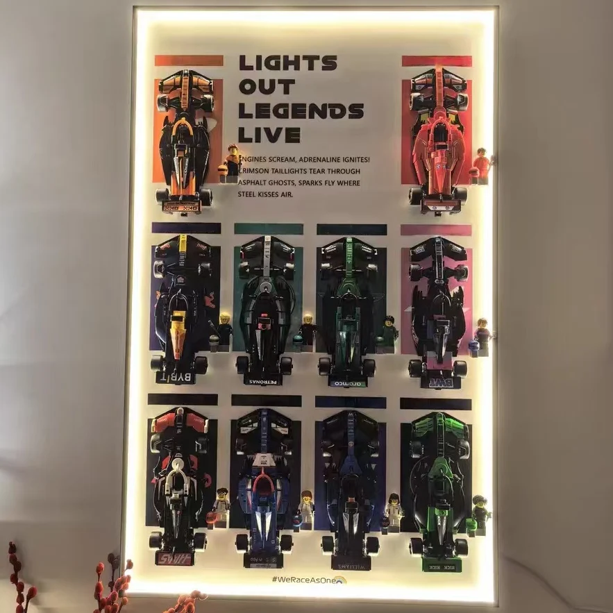Panneau d'affichage Compatible avec LEGO Speed Racing Series F1, dix blocs de construction, modèle de voiture, boîte d'affichage murale, cadre Photo