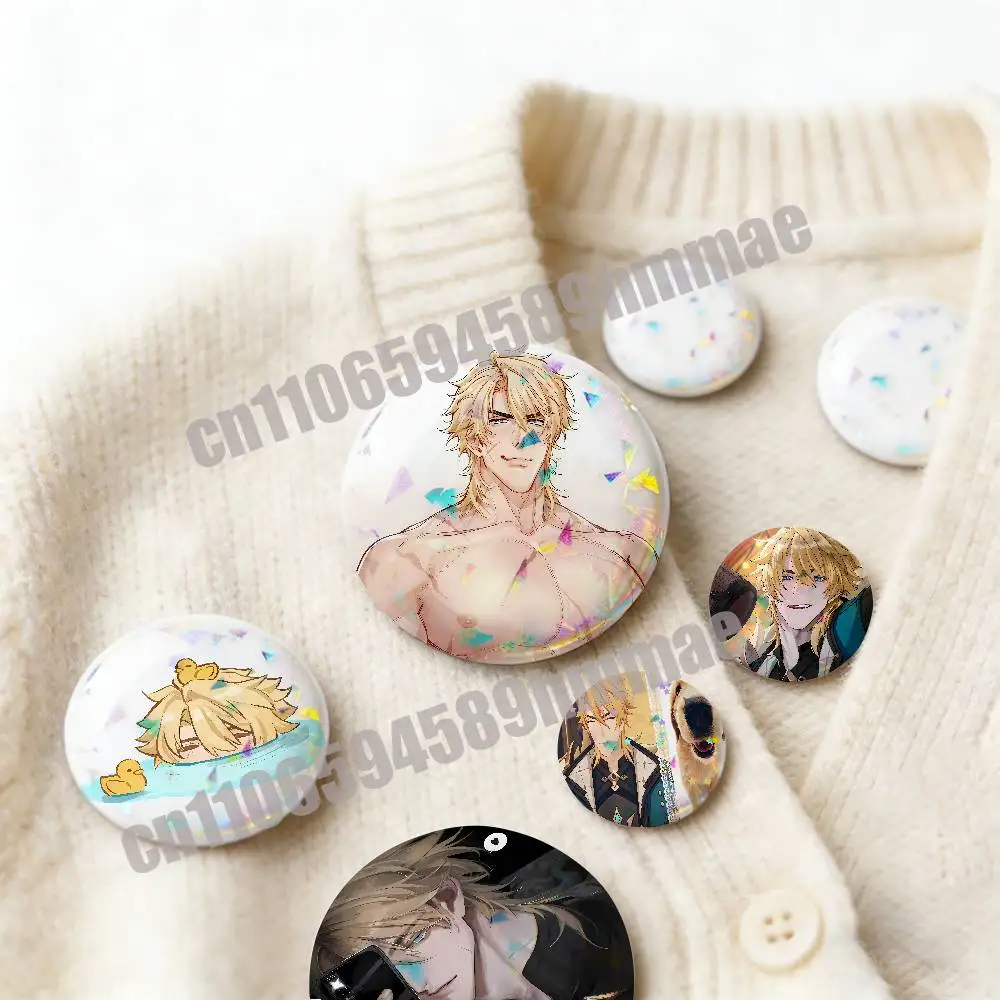 For Varka Genshin Impact Emblem Round Pins Insignia Badge Case Clothes Hats 32mm Ornament Brooch Button