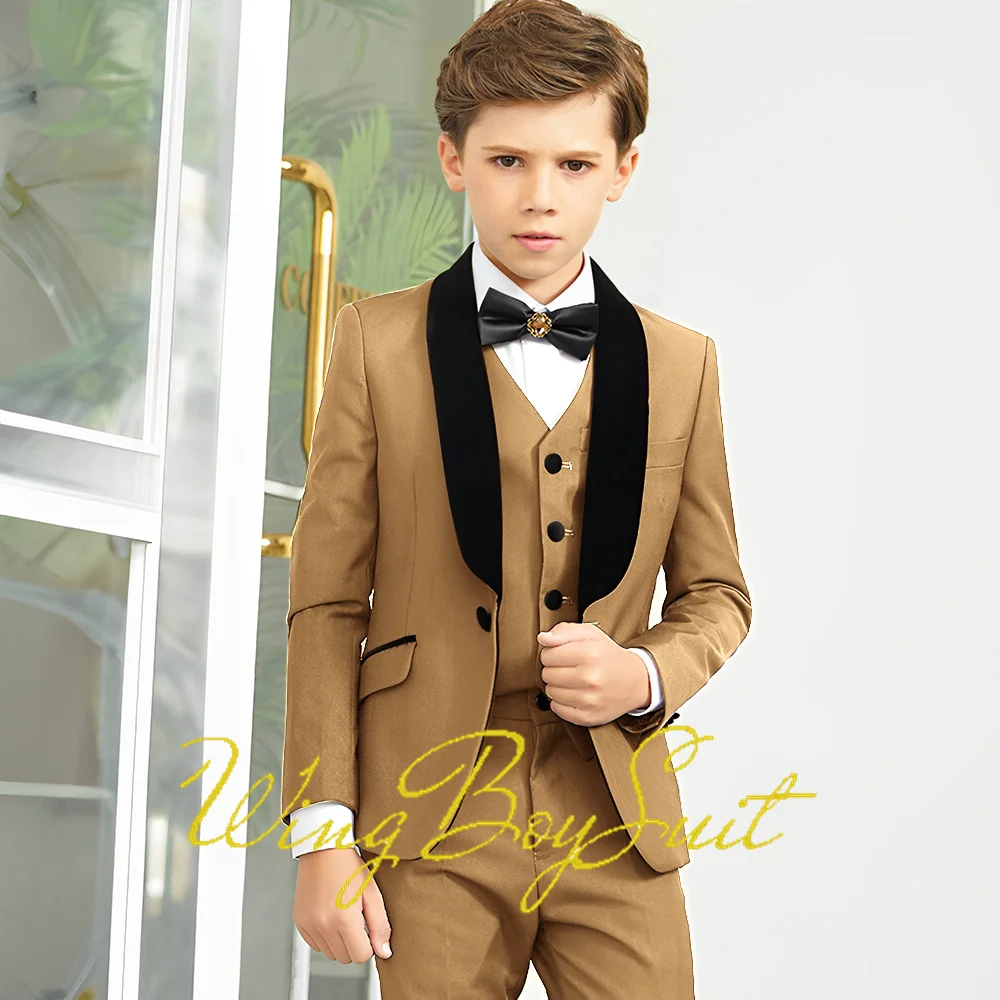 Boys Kids Suit Jacket Pants Vest 4 Piece Set Wedding Formal Tuxedo Slim Fit Tailored Clothes 2-16 Years Blazer