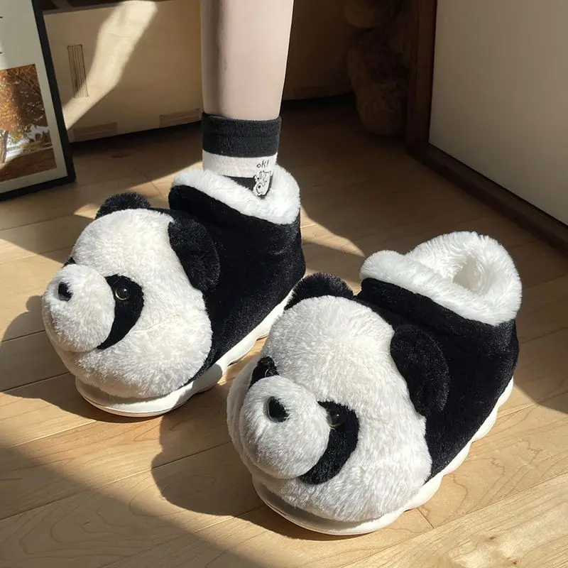 

Cuddly panda slipper women new plush booties outdoor slipper woman cute furry home boots men winter fuzzy room animal slipper 45
