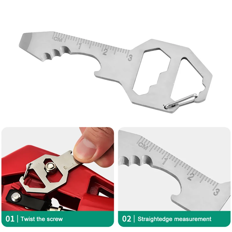 Multifunctionele Flesopener Zeshoekige Hanger Schroevendraaier Zelfverdediging Edc Tools Sleutelhanger Voor Outdoor Camping Survival Benodigdheden