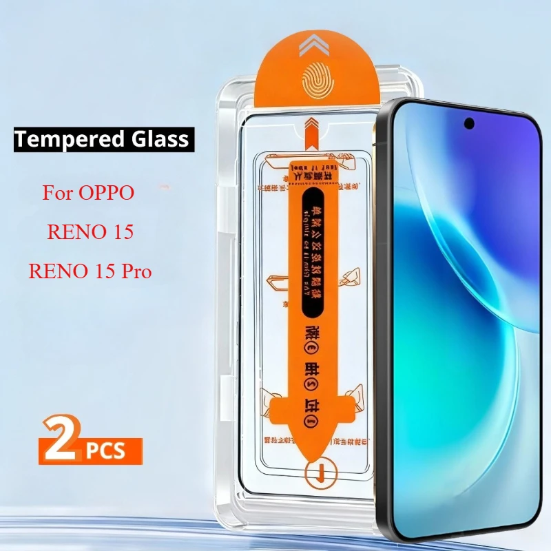 2 uds vidrio templado para OPPO RENO15 Pro Protector de pantalla para OPPO RENO 15 Pro vidrio blindado templado fácil de instalar polvo automático
