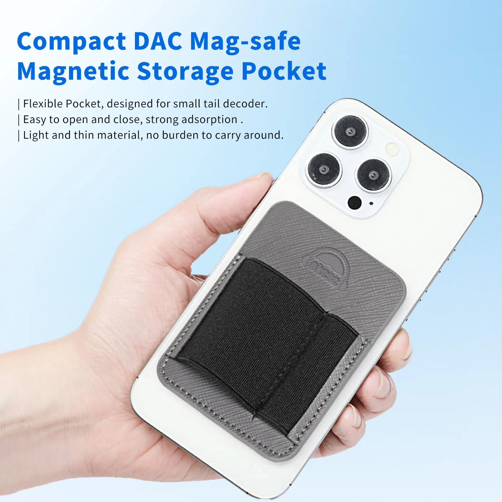 OKCSC MagSafe DAC Etui do Przechowywania Magnetyczna Skórzana Kieszeń Elastyczna Opaska do Przenośnego DAC, Wzmacniacza Słuchawkowego, Akcesoriów Audio do Telefonu Komórkowego — zdjęcie produktu 3