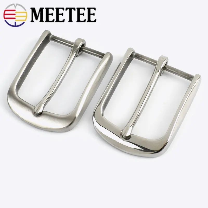 Meetee 1Pc 40mm Solid Stainless Steel Brushed Belt Pin Buckles for Men Cowboy Buckle Jeans Accessory DIY Leather Craft Fit 38mm