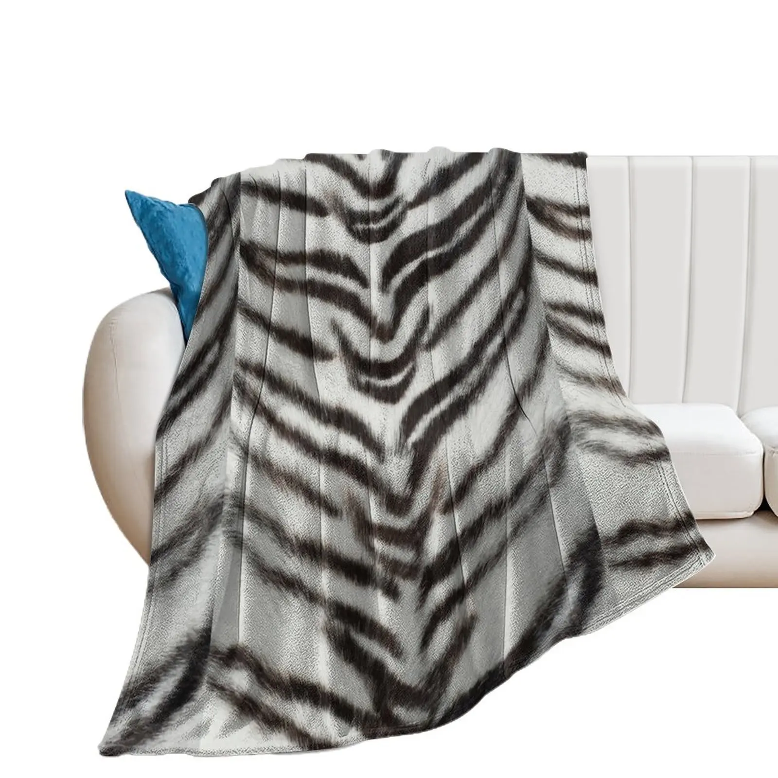 

Majestic White Tiger Skin Throw Blanket Decorative Sofas Flannel Fabric Plaid Blankets