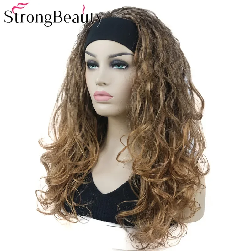 StrongBeauty Long Curly Headbands Synthetic Wigs 3/4 Half Wig Natural Women Hair Many Colors