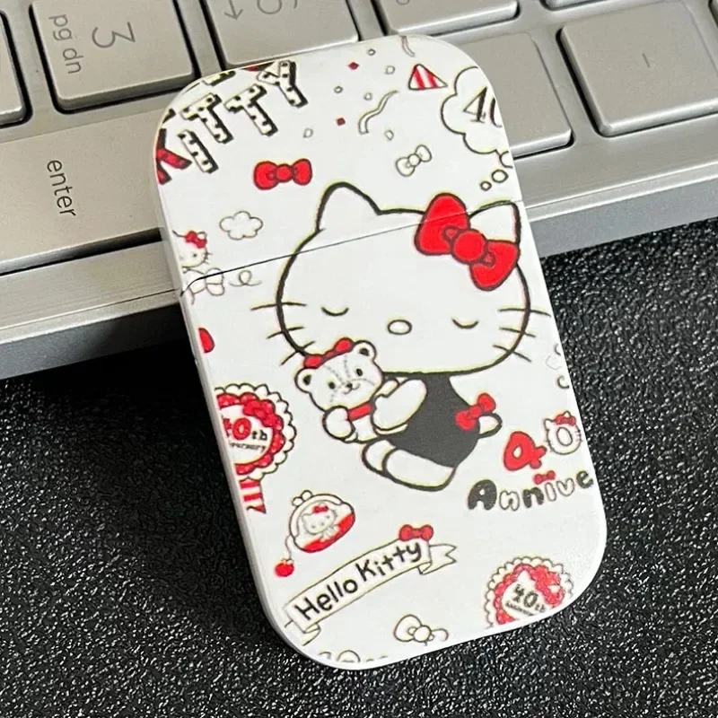 Kawaii Pink Hello Kitty Cat Lighter MyMelody Kuromi Cinnamo Sanrioed Creative Igniter Windproof Red Flame Lighters Fast Delivery