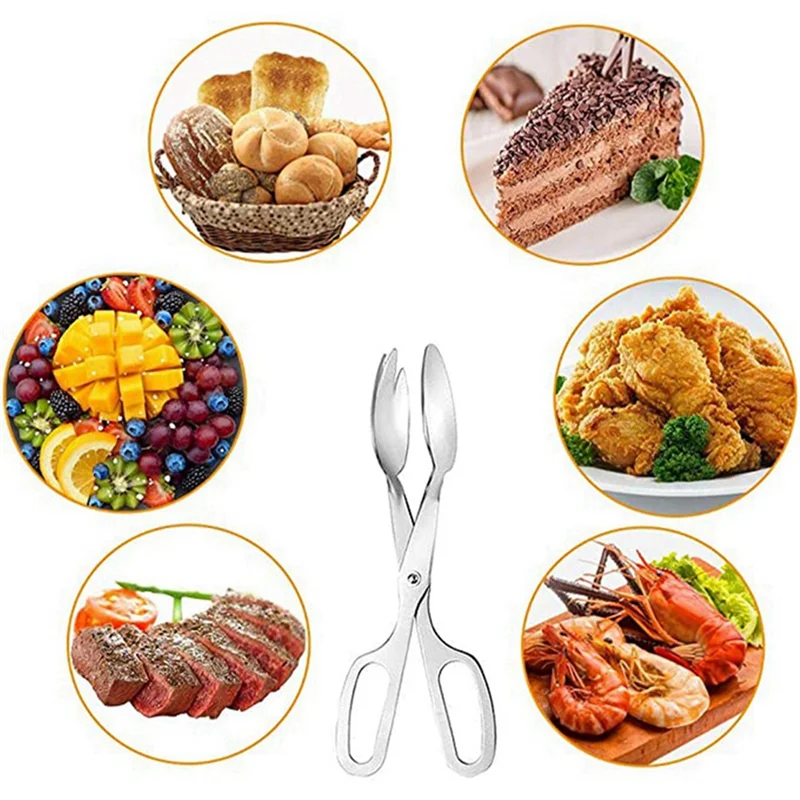 ABZL 2 Packs of Buffet Tongs, Stainless Steel Salad Tongs, Home Kitchen, Cake, Party, BBQ, Seafood, Fried