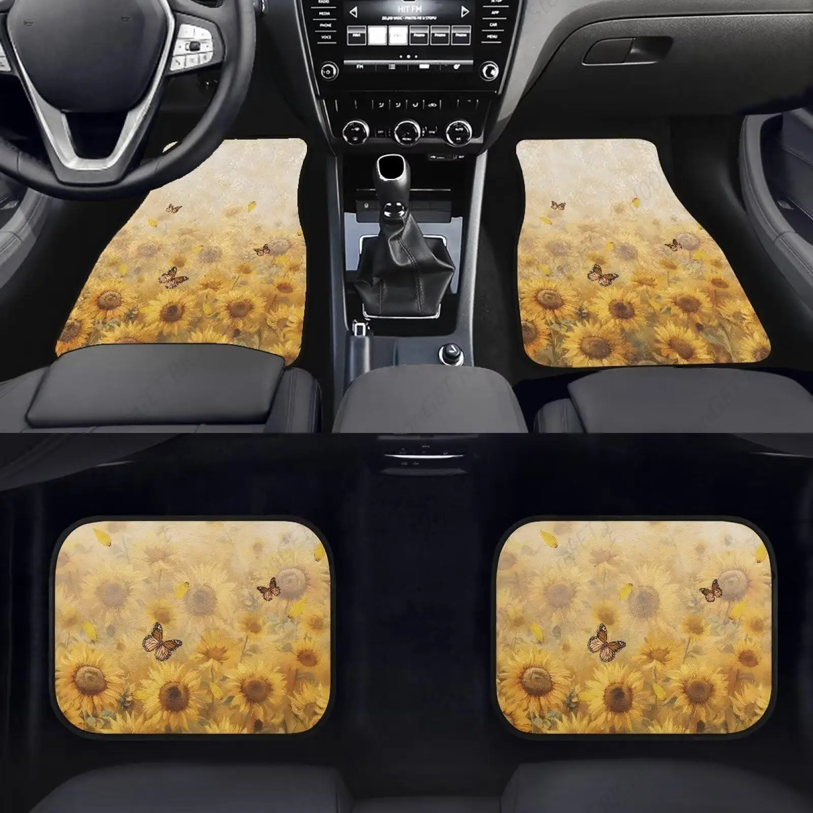 

4 Paquetes Alfombrillas Universales Para El Suelo L Coche, Alfombras Para Los Pies La Mariposa L Girasol L Campo Para Parte La