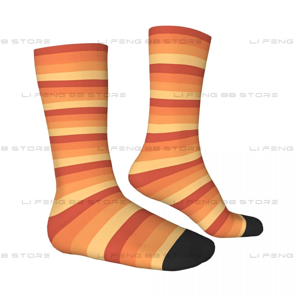 Abstract Art Orange Ombre Gradient Wide Horizonal Striped Men Women Socks Outdoor Novelty Four Seasons Stockings Gift