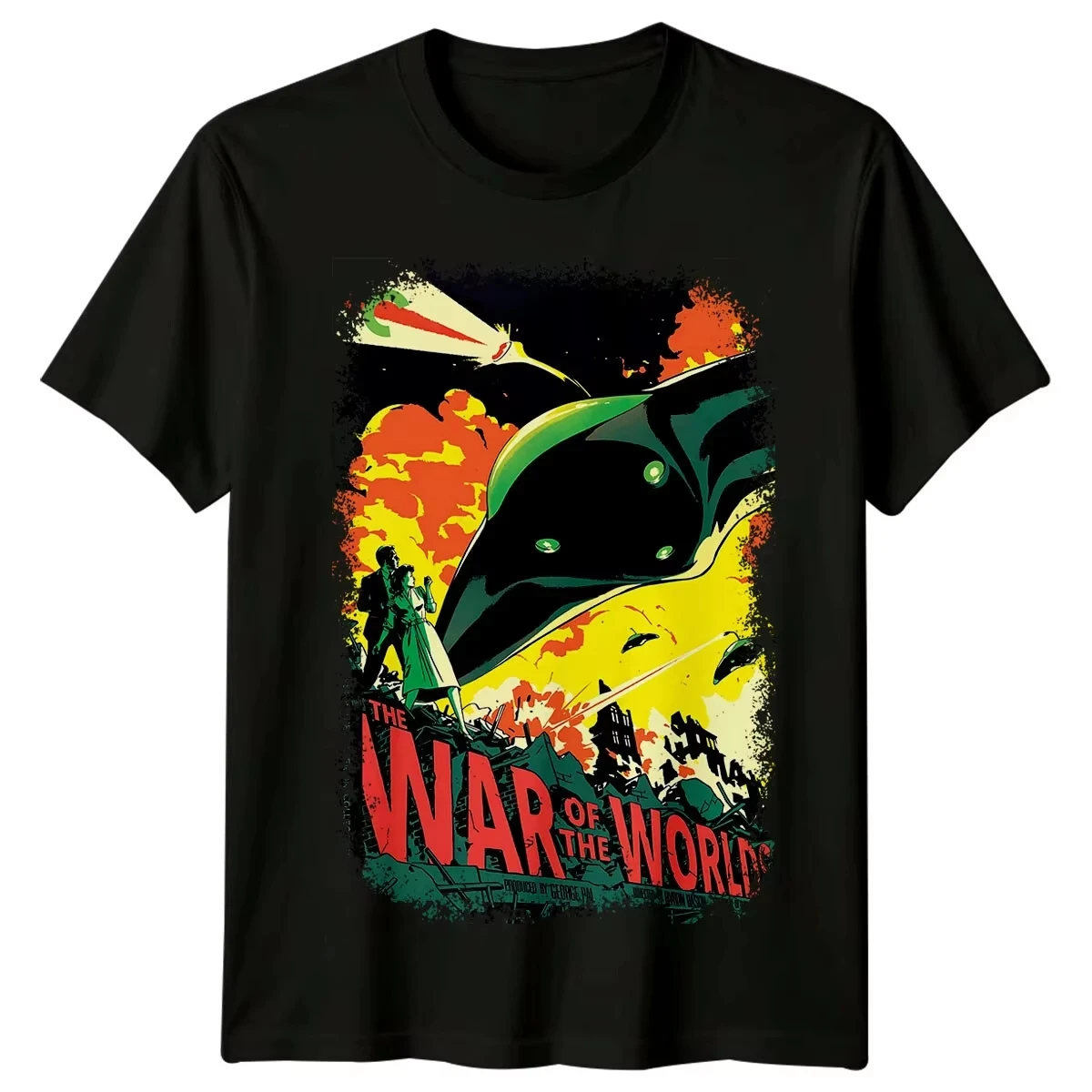 2026 new War T-shirt - Men's Classic Sci-Fi Alien Invasion Movie Retro Comic Pattern Short Sleeve Street Style Fan T-shirt