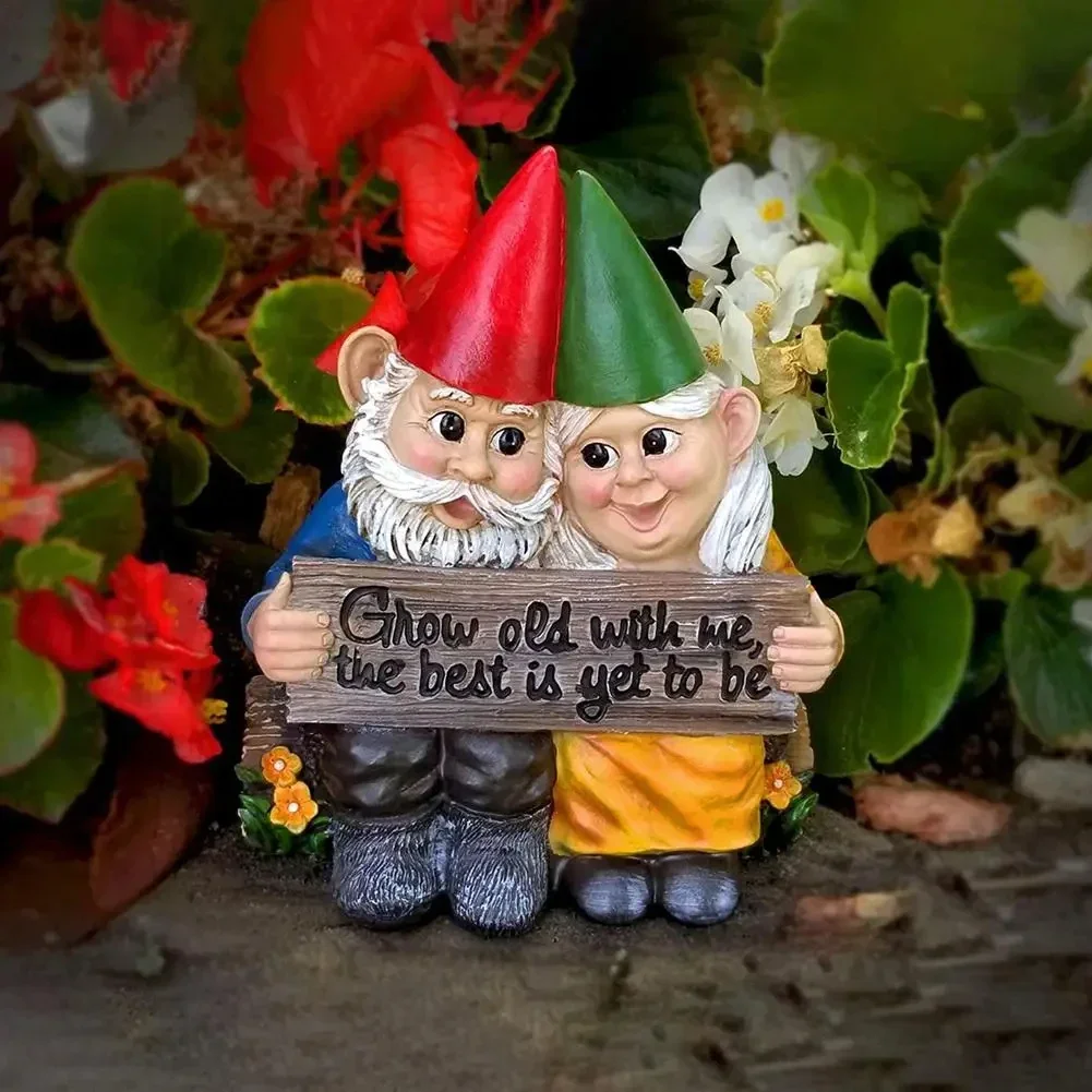 Garden Gnome Cute Couple Statue Lovely Dwarf Resin Desktop Ornament Craft For Home Wedding Anniversary Christmas Decoration