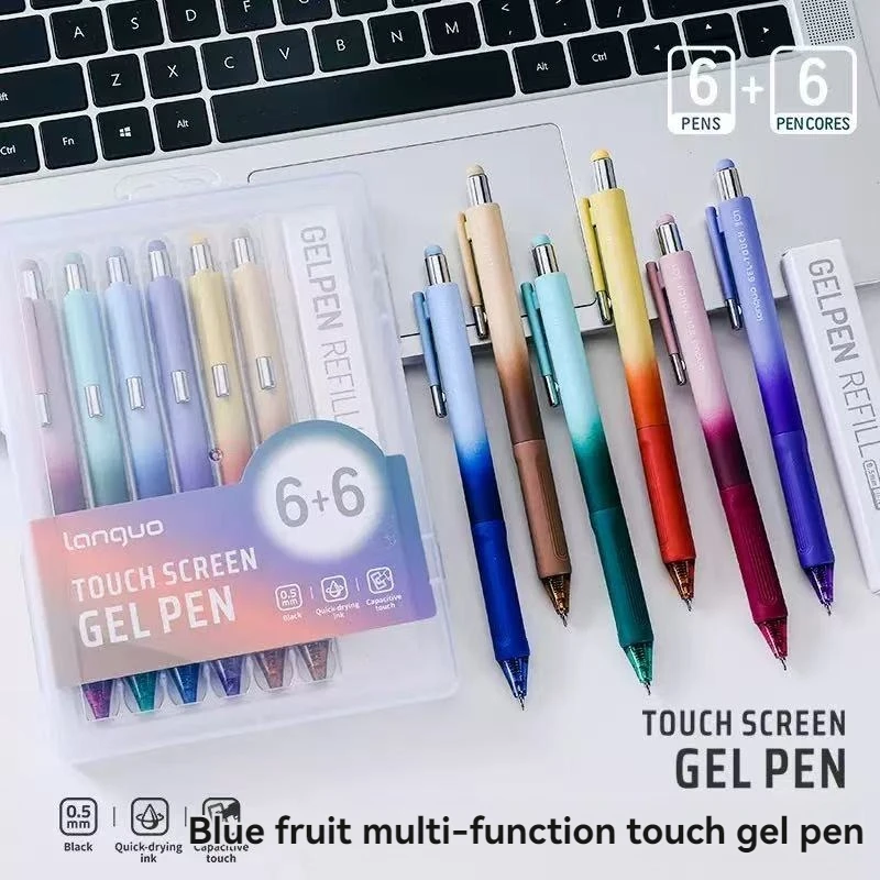 6PC Gel Pen Multi-functional Touchscreen Pen Specially Designed for Students' Learning and Exams 0.5mm Signature Pen Note-Takin