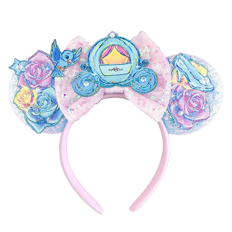 New Mickey Mouse Headband High-heeled Shoes Hair Accessories Women Princess Ears Headbands Girl Crown Bow Sequins Olaf Hair Band