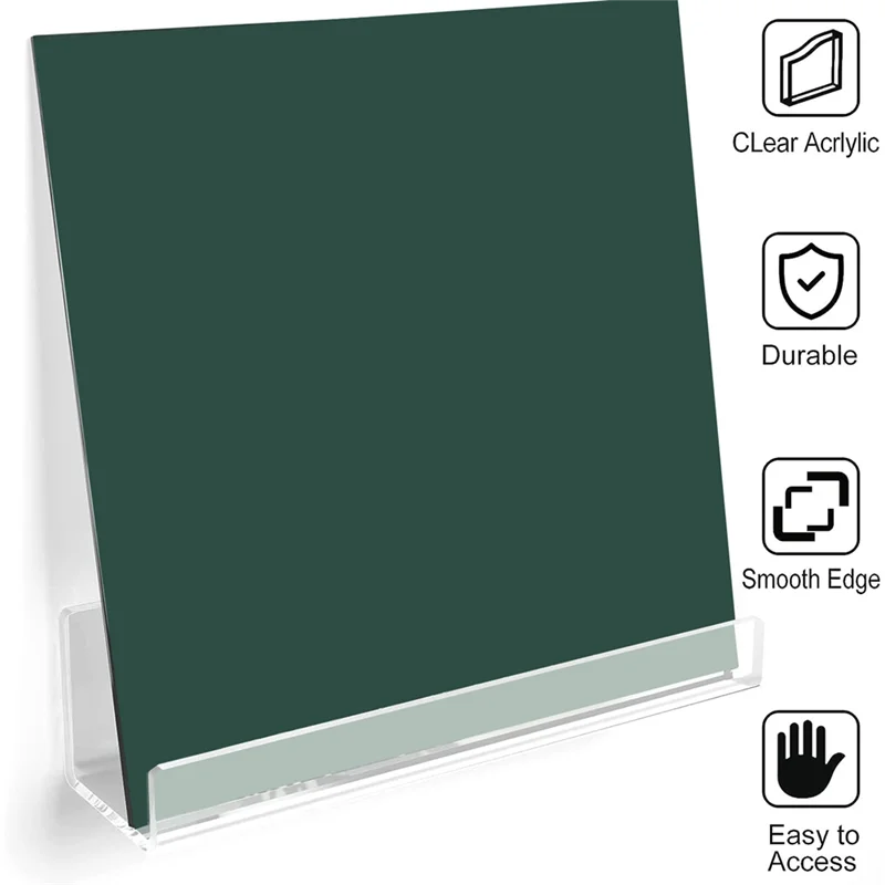 

H-W Record Shelf Wall Mount - 8 Pack 15 Inch Records Holder, Acrylic Clear Album Record Display Shelf Floating Shelves Durable