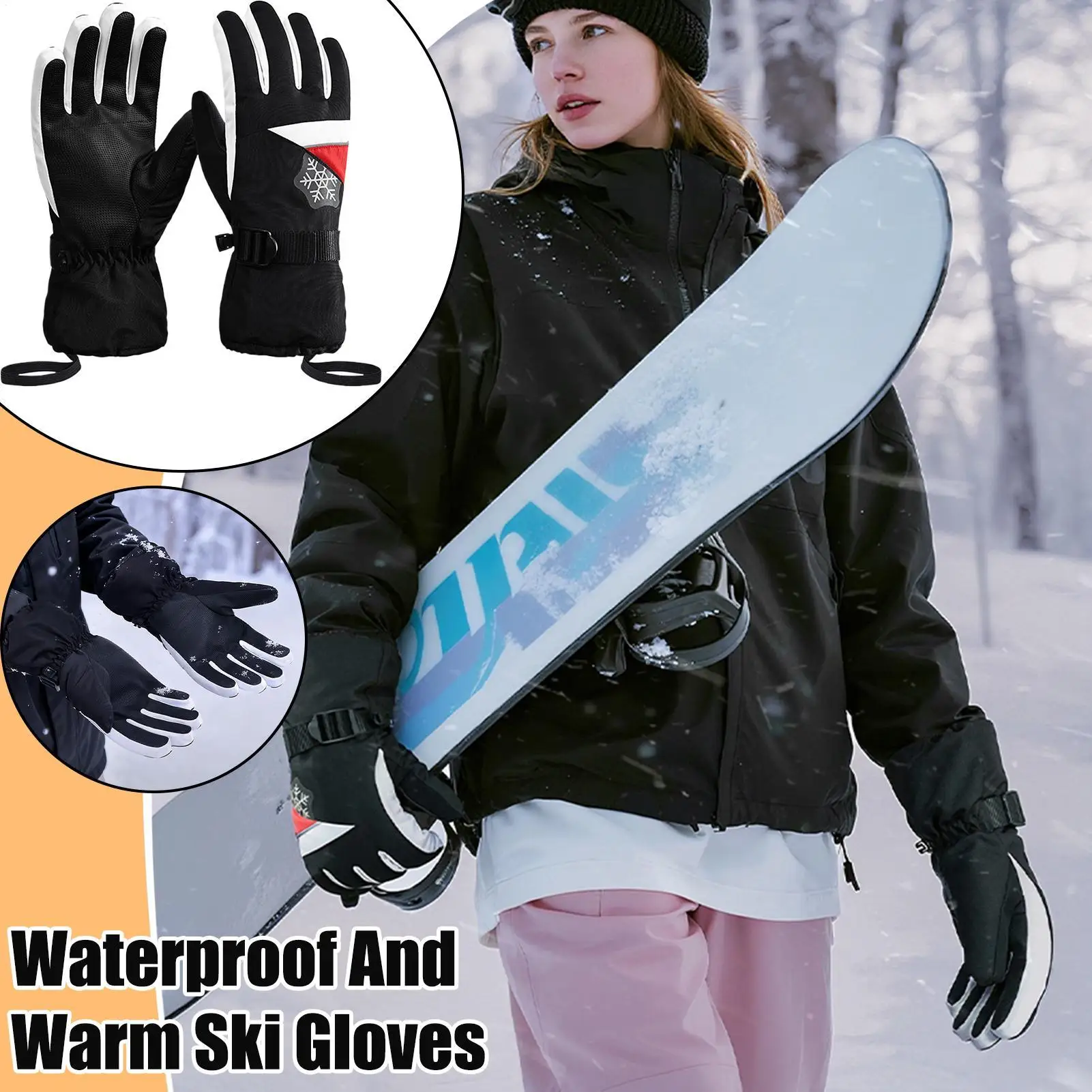 Snowboard Gloves Windproof Thermal Warm Ski Snow Warm Gloves For Women Motorcycle Riding Driving Biking Running Hiking Work