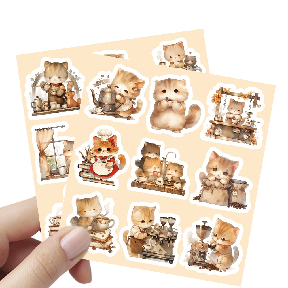 10/30/54pcs Kawaii Cute Coffee Cat Graffiti Stickers Cartoon Sticker for Kids Toy Scrapbook Luggage Phone Case Decals Decoration