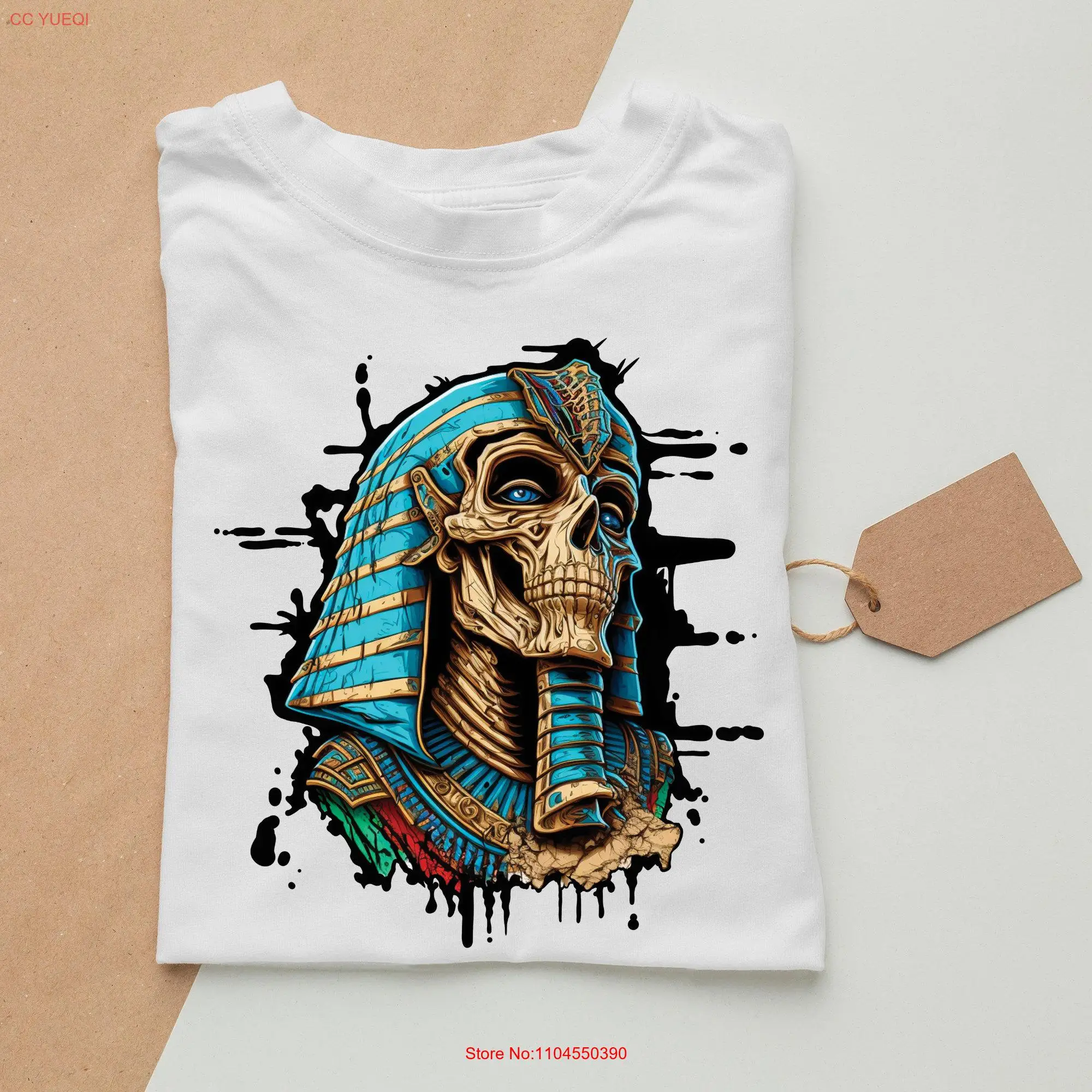 

Skeleton Egyptian Pharaoh T Shirt long or short sleeves