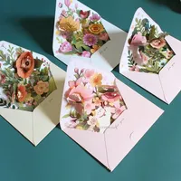 New Romantic Flower Birthday Christmas Card 3D Pop-up Greeting Cards Set Postcard Party Wedding Decor Creative Gifts Cards