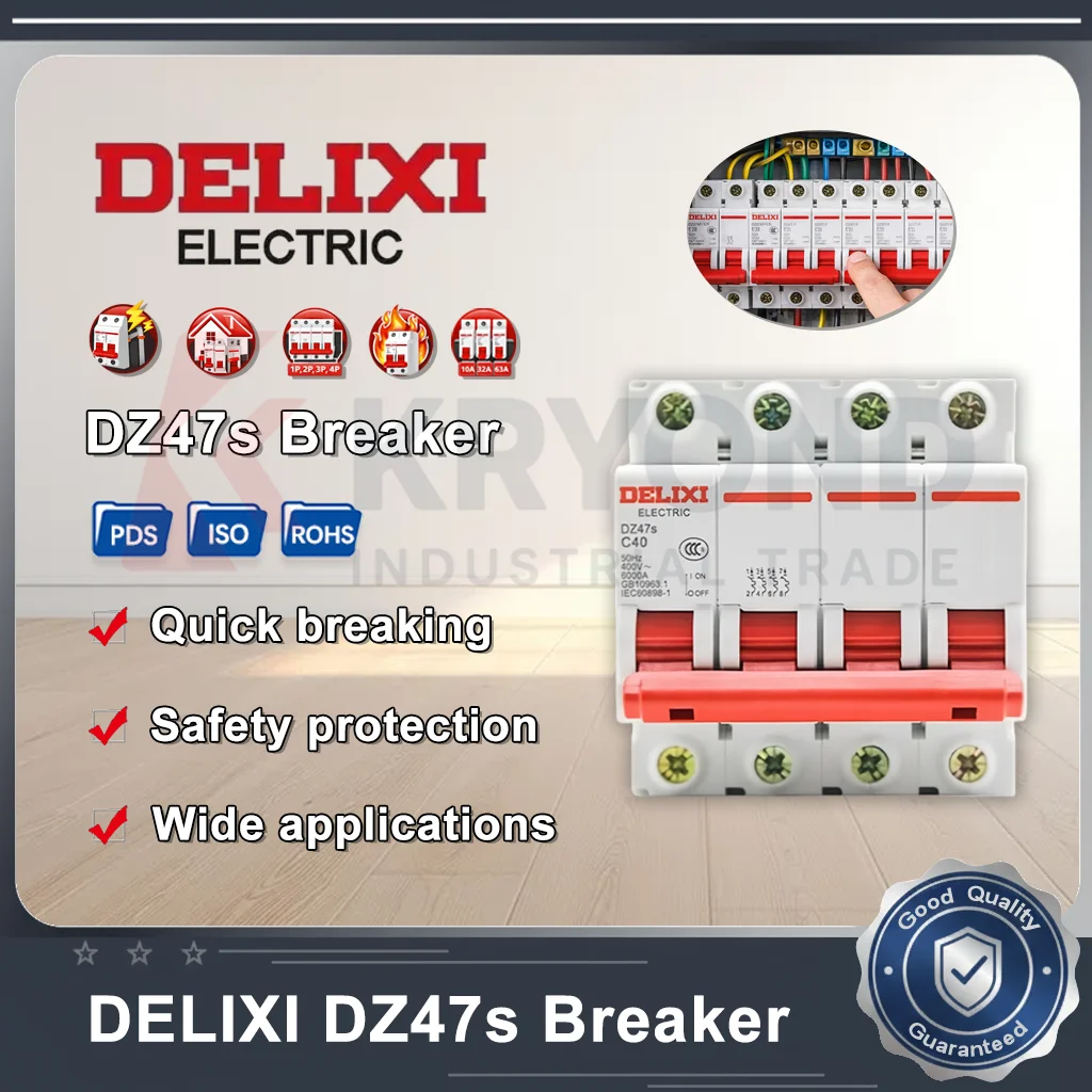 DELIXI DZ47s Circuit Breaker Air Switch for Home Electrical Protection 1P to 4P AC 230V 380V Overload Short Control Safe Guard