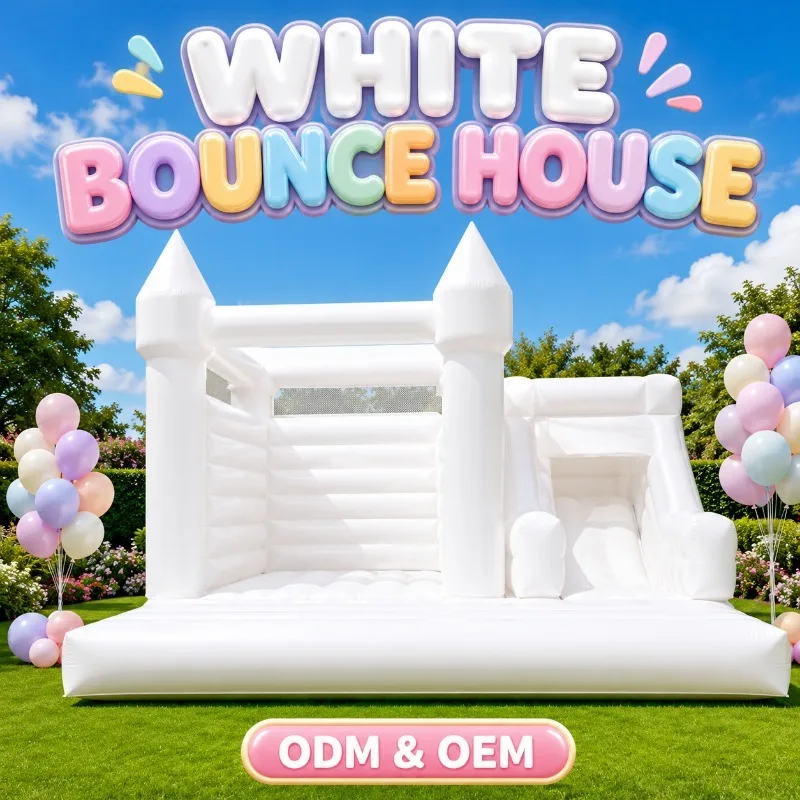 Inflatable Wedding Bounce Castle With Slide, Commercial Jumping Bouncer Play Model for Indoor Outdoor Wedding Party Events