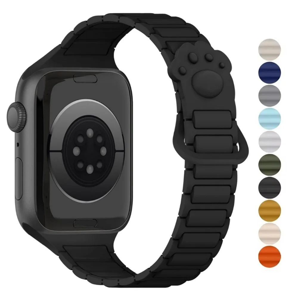 

Magnetic Watch Straps for Apple Watch Ultra Bands 49 46 42 44 45 41 40 38mm Dog Paw Silicone Bracelet for iwatch S11 10 9 Correa
