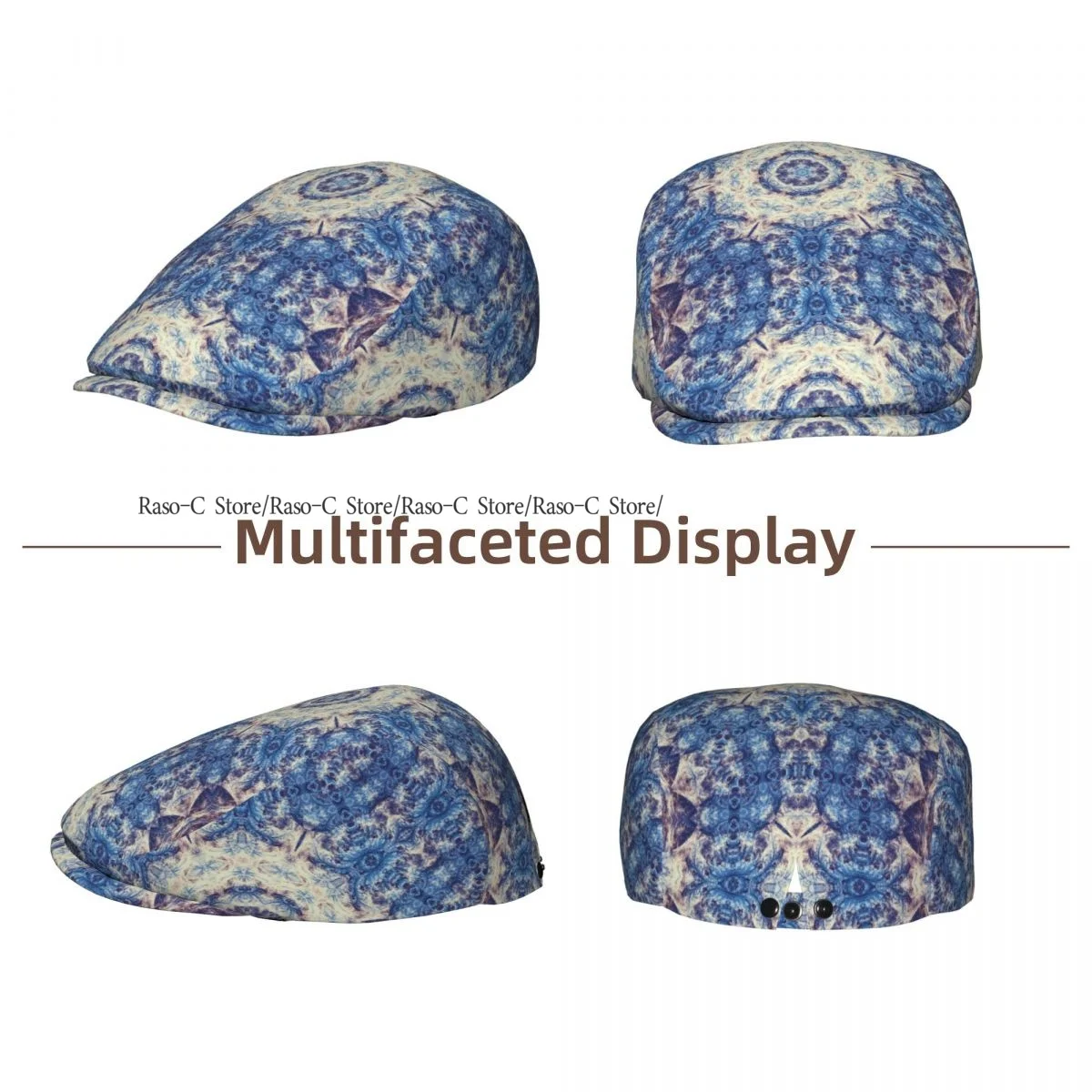 British Gatsby Newsboy Cap For Adults Abstract Geometric Shape Print Flat Peaked Cap Autumn Winter Beret Hat