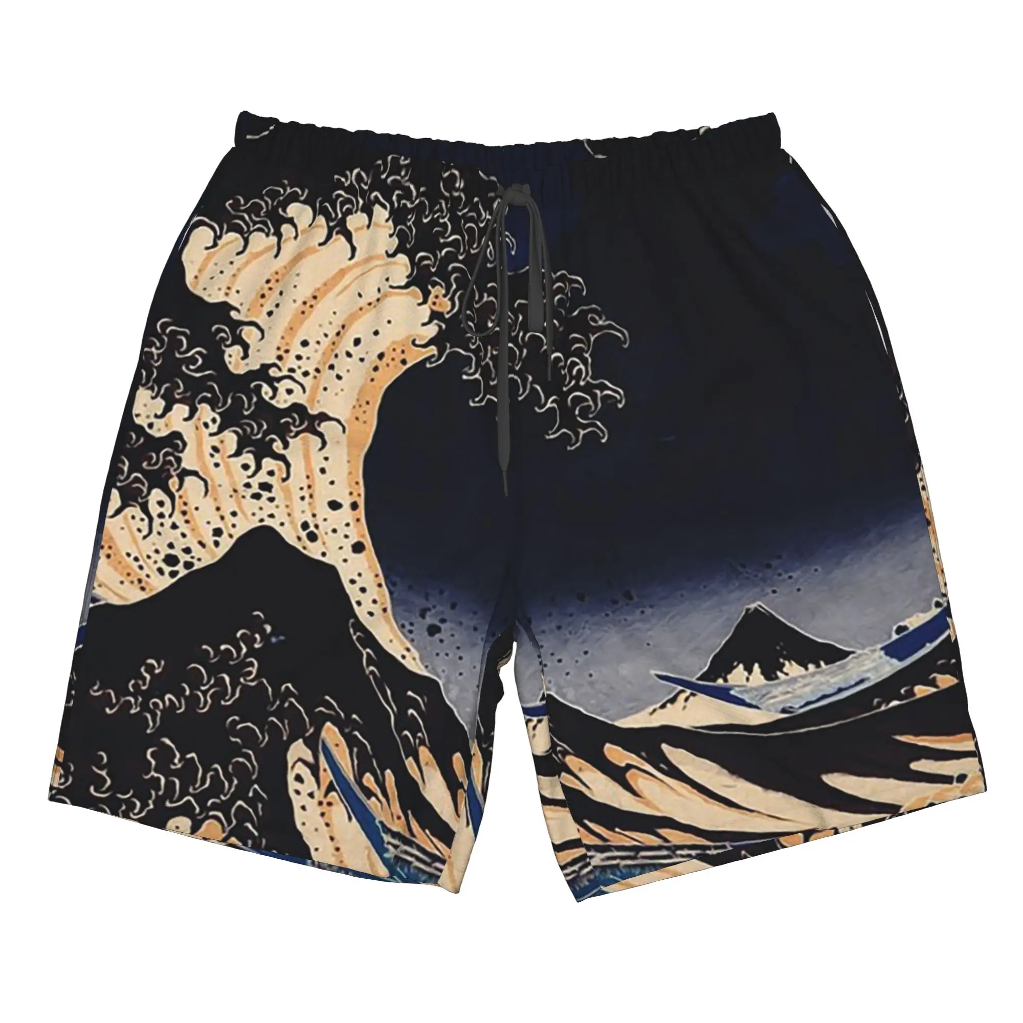 Kanagawa Surfing Ukiyo-E Wave Print Trunks Beach Board Shorts Casual Quick Dry Swimming Summer Men Pants